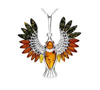 MILENA Pendant Necklace Silver and Baltic Amber Paradise Bird
