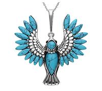 Milena Pendant Necklace Silver and Turquoise Paradise Bird