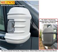 Milenco Mirror Protectors, Compatible with 2025 Fiat Ducato/Peugeot Boxer/Citroen Relay, Long/Short Arm Mirrors, 6mm Thick Shell (White)