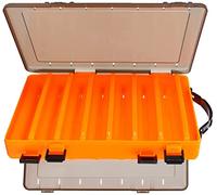 Milepetus 10/14 Grids Double-Sided Fishing Lure Hook Tackle Box Visible Hard Plastic Clear Fishing Lure Bait Squid Jig Minnows Hooks Accessory Storage Case Container (Orange-14Slots)