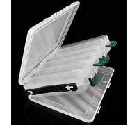 Milepetus 10/14 Grids Double-Sided Fishing Lure Hook Tackle Box Visible Hard Plastic Clear Fishing Lure Bait Squid Jig Minnows Hooks Accessory Storage Case Container (White-10 Grids)