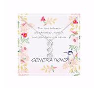 MILEPOSTJEW Sterling Silver Grandma Necklace from Grandson - Timeless Three-Generation Love Pendant Jewelry, Sentimental Gift for Grandma Celebrating Eternal Family Bond