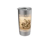 Miles Before Breakfast Motorcycle Adventure Design Stainless Steel Insulated Tumbler