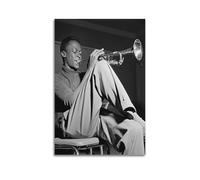 Miles Davis Black And White Poster Canvas Wall Art Decor Living Room Modern Family Bedroom 08x12inch(20x30cm) Unframe-style