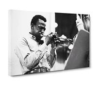 Miles Davis Canvas Print | Gallery Wrapped 30mm Frame Wall Art | 24x16 inches | Ready to Hang | Modern Picture | Living Room Bedroom Lounge Office