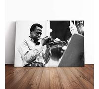Miles Davis | Canvas Wall Art Print | Framed & Ready to Hang Picture | Modern Home Decor for Living Room, Bedroom, Kitchen or Office | 20x14 Inches