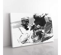 Miles Davis V1 Modern Canvas Wall Art Print Ready to Hang, Framed Picture for Living Room Bedroom Home Office Décor, 50x35 cm (20x14 Inch)