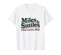 Miles & Smiles: Cross Country Mom Running Supporter T-Shirt, Men, White, S