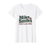 Miles & Smiles: Cross Country Mom Running Supporter T-Shirt, Women, White, S