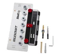 Milescraft 1343 Shelf Jig - Create ¼ in. and 5mm Shelf Pin Holes for Cabinets. Standard 32mm Spacing. Shelf Pin Jig Includes Two Drill Bits