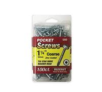 Milescraft 5202 Wood Pocket Hole Screws - #7 x 1-1/4" Washer Head with Coarse Thread (100pc.), Torx Drive Self-Tapping, For Indoor Use