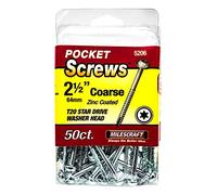 Milescraft 5206 Wood Pocket Hole Screws - #7 x 2-1/2" Washer Head with Coarse Thread (50c.), Torx Drive Self-Tapping, For Indoor Use