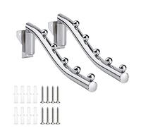 MILESTEM 2 x Folding Coat Rack with Swivel Arm Bracket, Wall Hanger, Stainless Steel Folding Wall Hanging Hook with 5 Wall Hooks for Balcony, Cabinet, Kitchen, Laundry