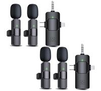 Milestock 2-Pcs 3 in 1 Wireless Lavalier Microphones for iPhone iPad Android Camera, USB-C Microphone, 7-Hour Battery Mini Microphone with Noise Reduction for Video Recording Vlog YouTube
