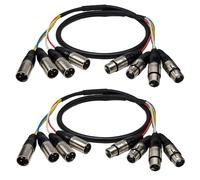 Milestock 2-Pcs 4-Channel XLR Male to Female Audio Snake Cable, Color Coded for Live, Recording, Studios, Mixers, IEM & Mic Systems, 5Ft