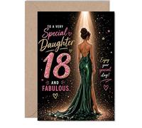 Milestone 18th Birthday Card - Sparkling 18th Celebrations - Glamorous Green Dress and Gold Accents - for a Truly Fabulous Birthday Moment - 5X7 Inch, Envelope Included