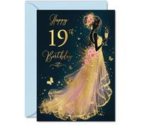 Milestone 19th Birthday Card, Glam Gold Sparkle Vibes