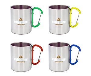 Milestone 200ml Stainless Steel Carabina Carabiner Mug Tea Cup Camp Camping Hiking Travel Picnic