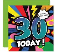 Milestone 30th Birthday Card - Bursting with Birthday Cheer - Bold '30 TODAY!' Design in Vibrant Multicolours - A Lively Way to Mark the Big 3-0 - 145mm Square, Envelope Included