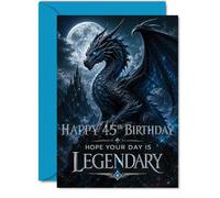 Milestone 45th Birthday Card, Epic Dragon and Castle Scene