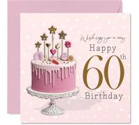 Milestone 60th Birthday Card Elegant Pink Drip Cake
