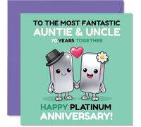 Milestone 70th Anniversary Card for Auntie & Uncle - Celebrate 70 Wonderful Years Together - 145mm Square, Envelope Included