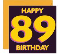 Milestone 89th Birthday Card - Big Bold Cheers for Turning 89 - Vibrant Yellow on Deep Purple Design - Perfect for a True Milestone Moment - 145mm Square, Envelope Included