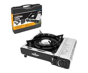 Milestone Camping 18949 Portable Gas Camping Stove with Carry Case/Gas Powered/Lightweight & Portable/Camping/Festivals/Fishing Trips, Grey
