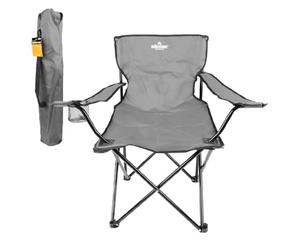 Milestone Camping 20379 Folding Camping Chair with Cup Holder & Storage Bag/Portable Travel Chair/Folds Flat to Store / H80 x W83 x D50cm / Grey Colour