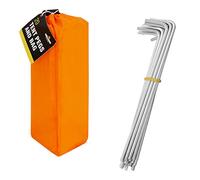 Milestone Camping 20930 20 Metal Tent Pegs With Carry Bag / 16.5cm Length / Great For Camping, Ground Tarps, Gazebos & More