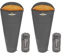 Milestone Camping 27000 Grey & Orange Single Mummy Sleeping Bag/Comfortable and Portable/Carry Sack/Water Resistant / 2 Season (Pack of 2)