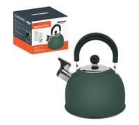 Milestone Camping 2L Whistling Camping Kettle/Durable and Lightweight/Pouring Spout and Heat-Resistant Handle/Green/Ideal for Camping, Fishing, Workshops and Garages