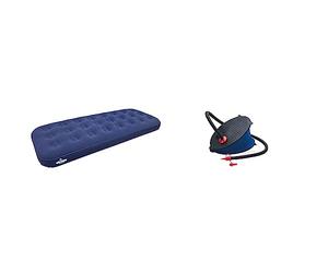 Milestone Camping 88000 Flocked Single Airbed/Easy Inflate & Intex Outdoor Foot Pump available in Multi - Coloured - Size 28 cm