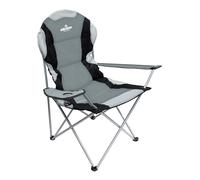 Milestone Camping Deluxe Folding Leisure Chair with Cup Holder - Size: 103 x 92 x 60cm - Grey - Wilko
