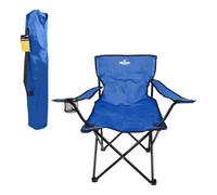 Milestone Camping Folding Camping Chair 20399 - Cup Holder & Storage Bag, Folds Flat, Blue