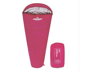 Milestone Camping Mummy Single Sleeping Bags / 2 & 3 Season Insulation/Light & Portable with Carry Sack/Extra Thick Double Layer Interior/Water Resistant (Pink, 2 Season)