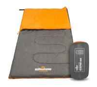 Milestone Camping Sleeping Bag – Envelope Single – 2-Season Insulated, 170 x 75 cm, Grey/Orange