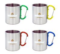 Milestone 200ml Stainless Steel Carabina Carabiner Mug Tea Cup Camp Camping Hiking Travel Picnic