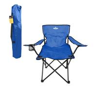 Milestone Camping 20399 Folding Camping Chair with Cup Holder & Storage Bag/Portable Travel Chair/Folds Flat to Store / H80 x W83 x D50cm / Blue Colour