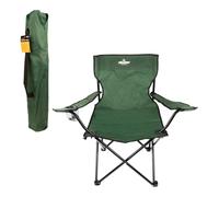 Milestone Camping 20389 Folding Camping Chair with Cup Holder & Storage Bag/Portable Travel Chair/Folds Flat to Store / H80 x W83 x D50cm / Green Colour