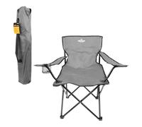 Milestone Camping 20379 Folding Camping Chair with Cup Holder & Storage Bag/Portable Travel Chair/Folds Flat to Store / H80 x W83 x D50cm / Grey Colour