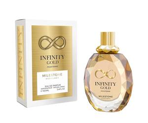 MILESTONE Infinity Gold Eau De Parfum 100ML - Women’s Perfume | Elegant Floral Scent with Rose, White Flowers & Mineral Musk | Luxurious, Long-Lasting Fragrance for Everyday Sophistication