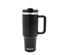 Milestone Travel Mug 40oz Tumbler with Straw, Handle & Lid/Large Capacity Insulated Stainless Steel Travel Cup for Cold or Hot Drinks (Black)