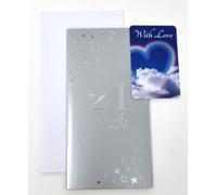 Milestone Unisex 21st Birthday Money or Giftcard Wallet Holder with Laminated Sentiment Card