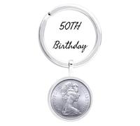 Milestone Year 50th Birthday Keyring Ten Pence, Authentic Vintage Coin Gift, Meaningful Keepsake for Men and Women Celebrating a Golden Milestone