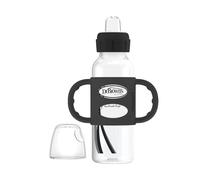 Milestones Narrow Sippy Spout Bottle with 100% Silicone Handles, Easy-Grip Handles with Soft Sippy Spout, 8oz/250mL, Black, 1-Pack, 6m+