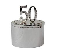 Milestones Silver & Diamante Trinket Box with Number Top 50th Birthday