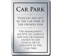 Mileta Car Park Disclaimer Notice Sign (A4-297 x 210mm) Silver Notice
