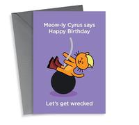 Miley Cyrus Cat Birthday Card 8610