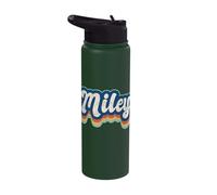 Miley First Name Girl Vintage Style 70s 80s Personalized Stainless Steel Insulated Water Bottle